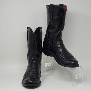 LUCCHESE HAND MADE USA Men's Black  Roper Boots Size 7.5 D style L5229 Pre-owned
